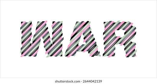 WAR, tipografía del arte de la palabra, Ilustración vectorial.