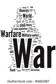 War word cloud illustration. Graphic tag collection.