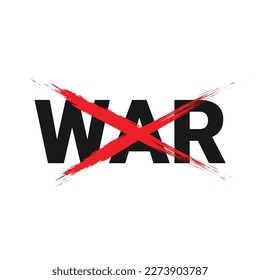 War Word with a red cross. no war vector illustration