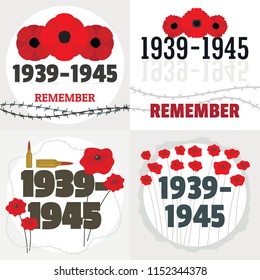 War world second 1939 banner concept set. Flat illustration of 4 war world second 1939 vector banner concepts for web