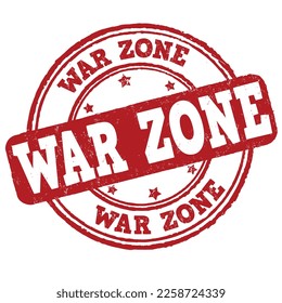 War zone grunge rubber stamp on white background, vector illustration