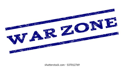 War Zone watermark stamp. Text caption between parallel lines with grunge design style. Rubber seal stamp with scratched texture. Vector navy blue color ink imprint on a white background.