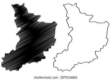 Warangal district (Telangana State, Republic of India) map vector illustration, scribble sketch Warangal Rural map