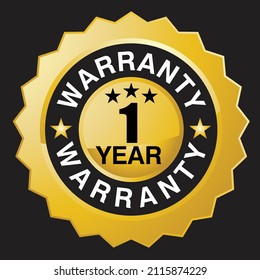 Waranty, 1 year, sticker and label vector