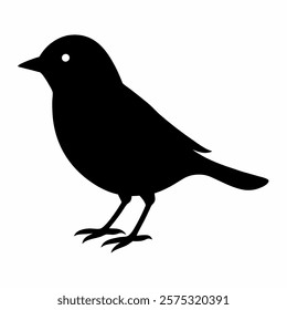 A warbler bird silhouette vector icon on white background