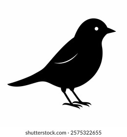 a warbler bird silhouette vector icon on white background