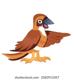 warbler, cute little bird in cartoon style, white background.