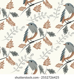 warbler pattern  amidst the autumn flat design 