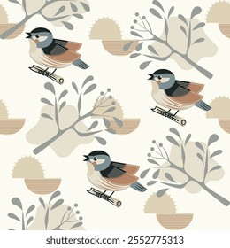 warbler pattern amidst the autumn flat design