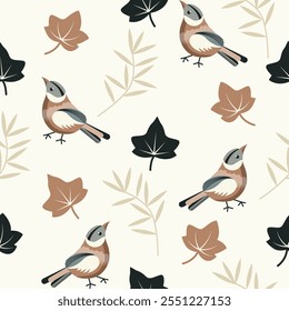 warbler patterns amidst the autumn flat design boho color tone