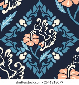 Warbler patterns with Wild flower flat design 