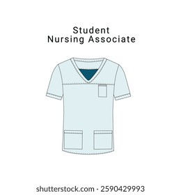 Ward staff Nursing Associate clothing flat fashion illustration scrubs design. Workwear template for hospital wards, medical fashion designers. 