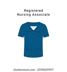 Ward staff Registered Nurse clothing flat fashion illustration scrubs design. Workwear template for hospital wards, medical fashion designers. 