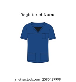 Ward staff Registered Nurse clothing flat fashion illustration scrubs design. Workwear template for hospital wards, medical fashion designers. 