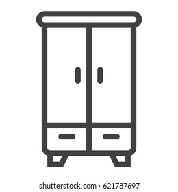 Wardobe line icon, Furniture and interior element, vector graphics, a linear pattern on a white background, eps 10.