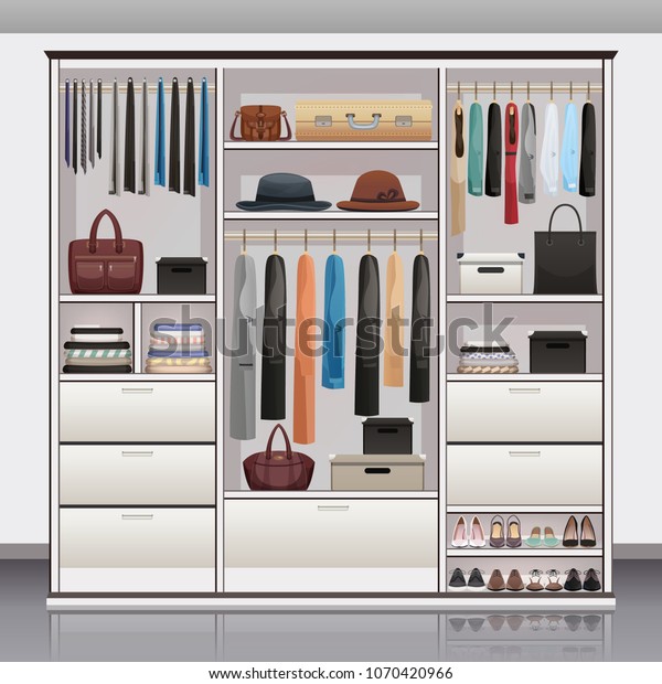 Wardrobe Accessories Storage Drawers Organizers Shoe Stock Vector