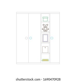 wardrobe, baby room on white background