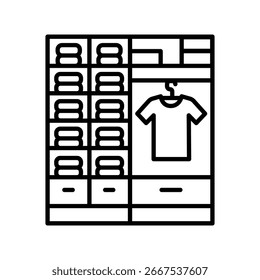 ícone da linha preta do guarda-roupa para projetos digitais e de impressão. Ícones mínimos de limpeza para aplicativos e sites. Ícones simples modernos para UI UX e branding