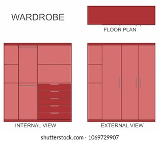 Wardrobe black outline and colored