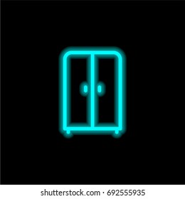 Wardrobe blue glowing neon ui ux icon. Glowing sign logo vector