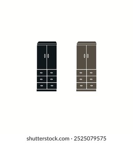 Wardrobe Cabinet Black and White Square Icon Vector
