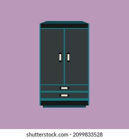Wardrobe Cabinet Cartoon Flat Vector Illustration