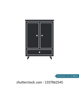 Wardrobe Cabinet Drawers Icon Vector Template