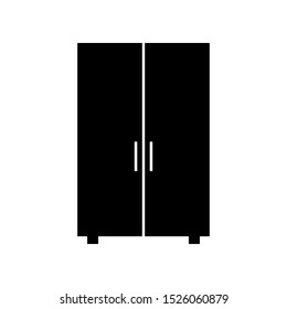 Wardrobe closet black icon vector flat design illustration furniture silhouette
