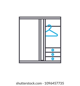 Wardrobe Closet Linear Icon Concept. Wardrobe Closet Line Vector Sign, Symbol, Illustration.