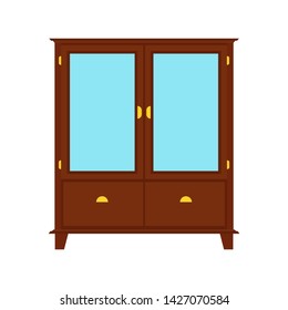 Wardrobe closet vector icon furniture shelf. Clothe cabinet interior cartoon storage. Cupboard fashion wooden drawer