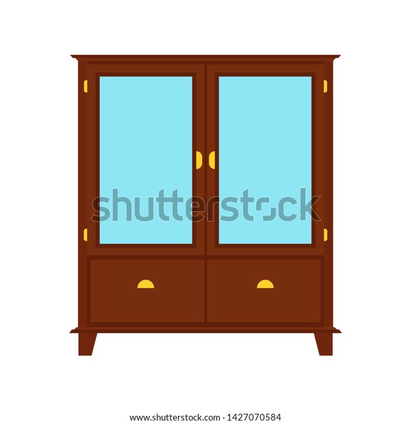 Wardrobe Closet Vector Icon Furniture Shelf Stock Vector Royalty