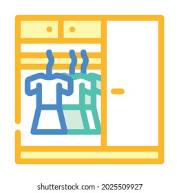 wardrobe with clothes color icon vector. wardrobe with clothes sign. isolated symbol illustration