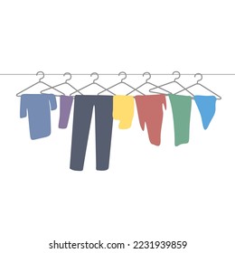 wardrobe with clothes everyday life home washing drying clothes