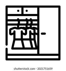 wardrobe with clothes line icon vector. wardrobe with clothes sign. isolated contour symbol black illustration