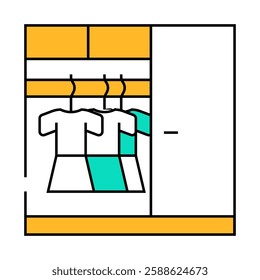 wardrobe with clothes line icon vector. wardrobe with clothes sign. isolated symbol illustration