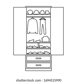Wardrobe for clothes vector icon.Outline vector icon isolated on white background wardrobe for clothes .