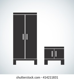 Wardrobe and commode vector icon, sign, symbol