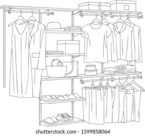 Wardrobe Construction Tools Line Art 