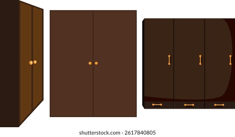 Wardrobe Cupboard Furniture Set For Bedroom Decor Vector