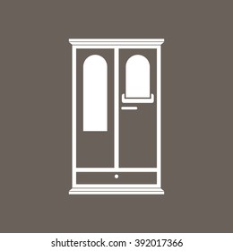 Wardrobe, Cupboard Icon on Dark Gray Color. Eps-10.