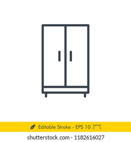 Wardrobe (Cupboard) Icon / Vector - In Line / Stroke Design