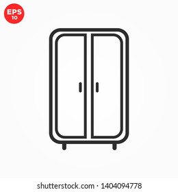 Wardrobe Cupboard Thin Line Icon Vector