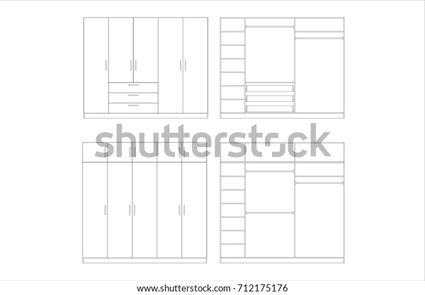 Wardrobe Design Collection Isolated On White Stock Vector Royalty