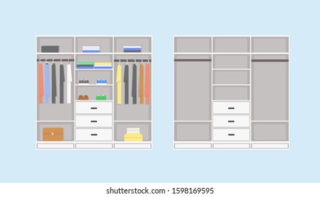wardrobe design in flat cartoon style