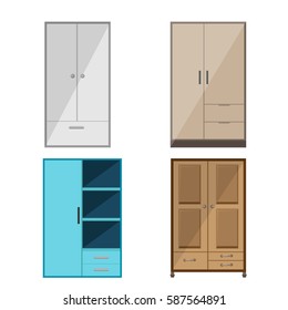 Wardrobe Design Isolate Collection Set Vector