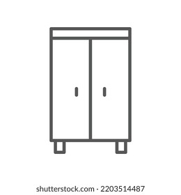 Wardrobe, Double door Closet simple line. Natural wooden Furniture, Room interior element cabinet for mobile concept and web design and apps. Vector illustration filled outline style. EPS10