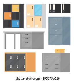 wardrobe drawer locker office flat illustration vector