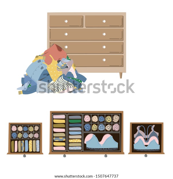 Wardrobe Drawer Organizer Wardrobe Inner Space Stock Vector