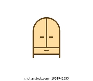 Icono plano del armario. Símbolo de esquema único de alta calidad para diseño web o aplicación móvil.  Señales de línea delgada para el logotipo de diseño, tarjeta de visita, etc. Pictograma de contorno EPS10