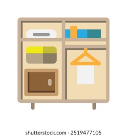 Wardrobe flat icons. hotel, home, furniture, cupboard. Can be used for websites, UI and mobile apps. vector illustration.